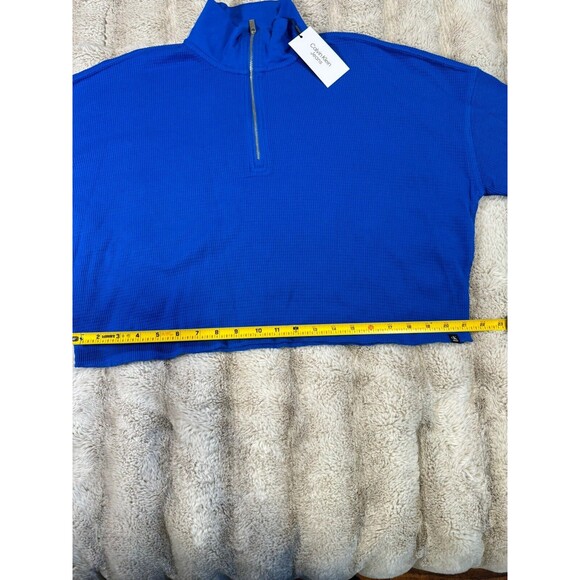 Calvin Klein Jeans Women's Waffle Knit Blue  3/4 Zip Long Sleeve  Size Small - Picture 8 of 14